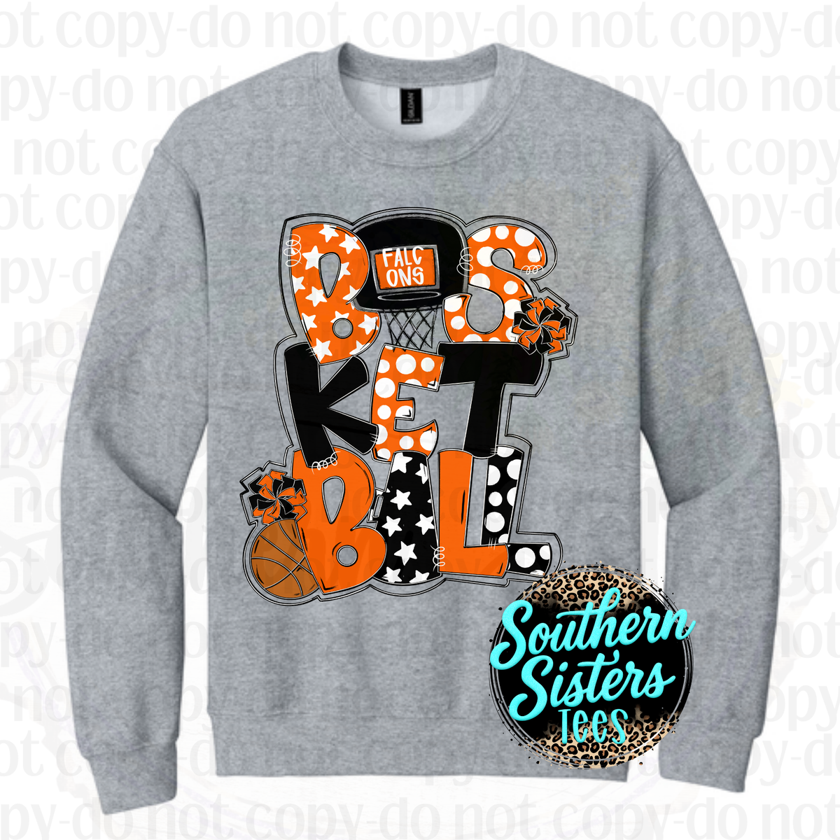Falcons Polka Dot Basketball Tee | Falcons Basketball Spirit Shirt