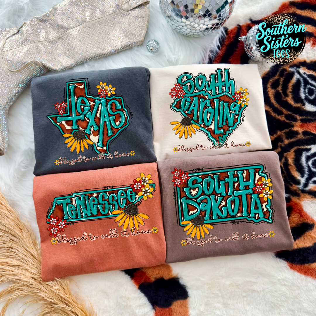 Turquoise & Sunflower State Tee