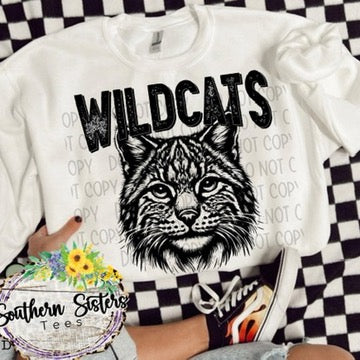 Wildcats Black Print Mascot