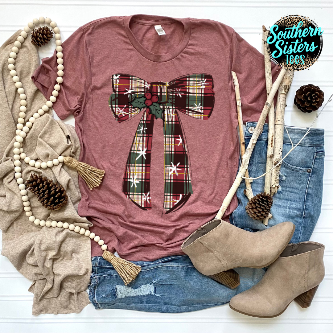 Vintage Christmas Bow Tee Shirt