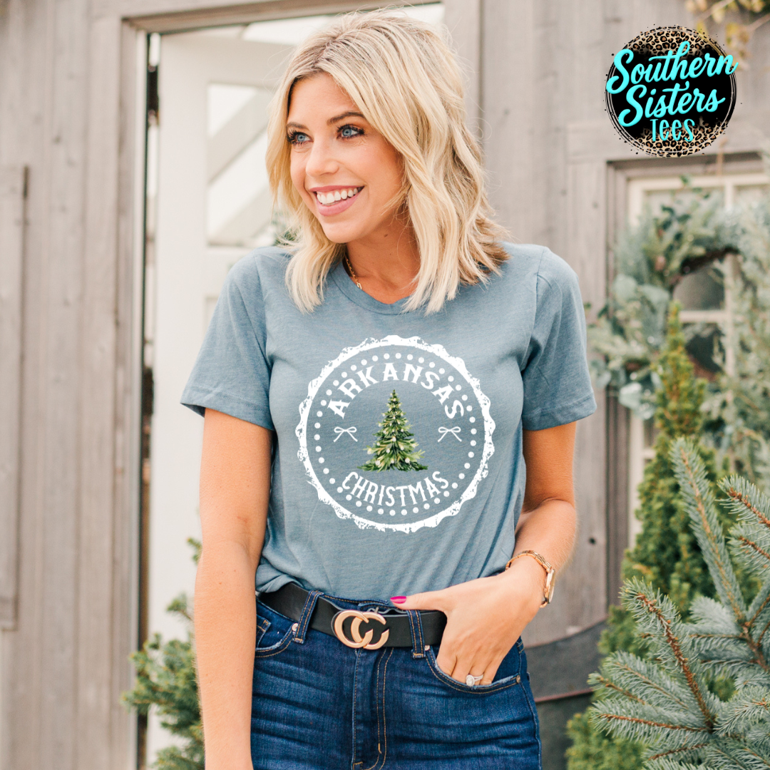 State Christmas Wreath Tee Shirt