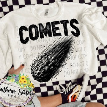 Comets Black Print Mascot