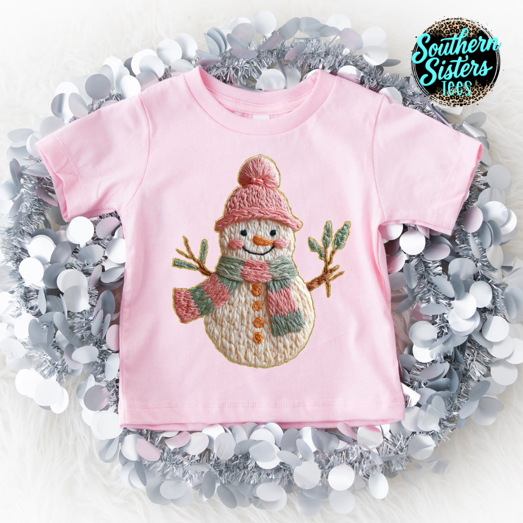 Needlepoint Snowman Tee Shirt