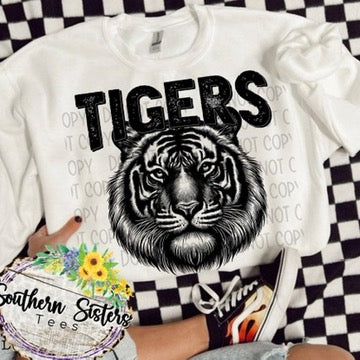 Tigers Black Print Mascot