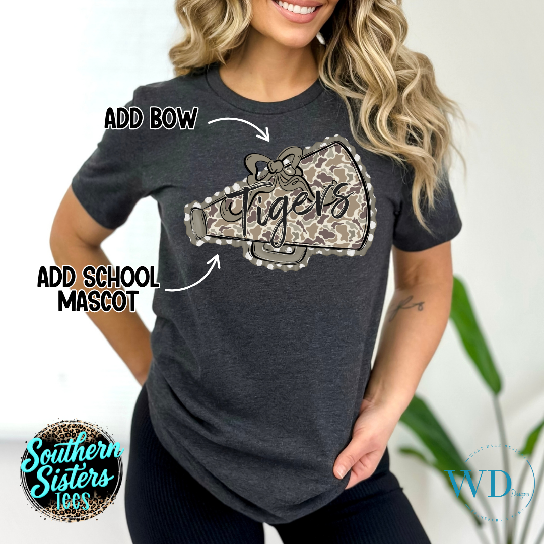 Camo Megaphone Mascot Tee Shirt