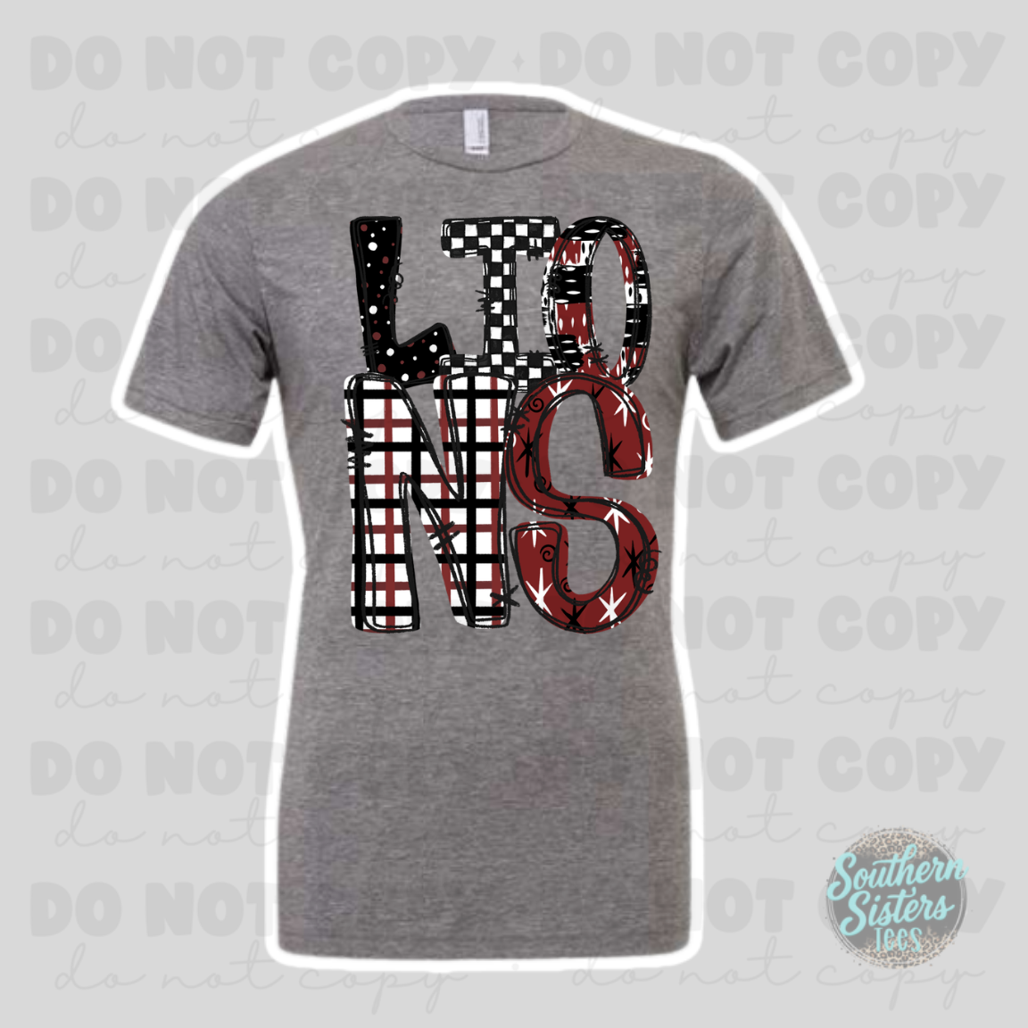Level Cross Lions plaid patchwork tee on grey