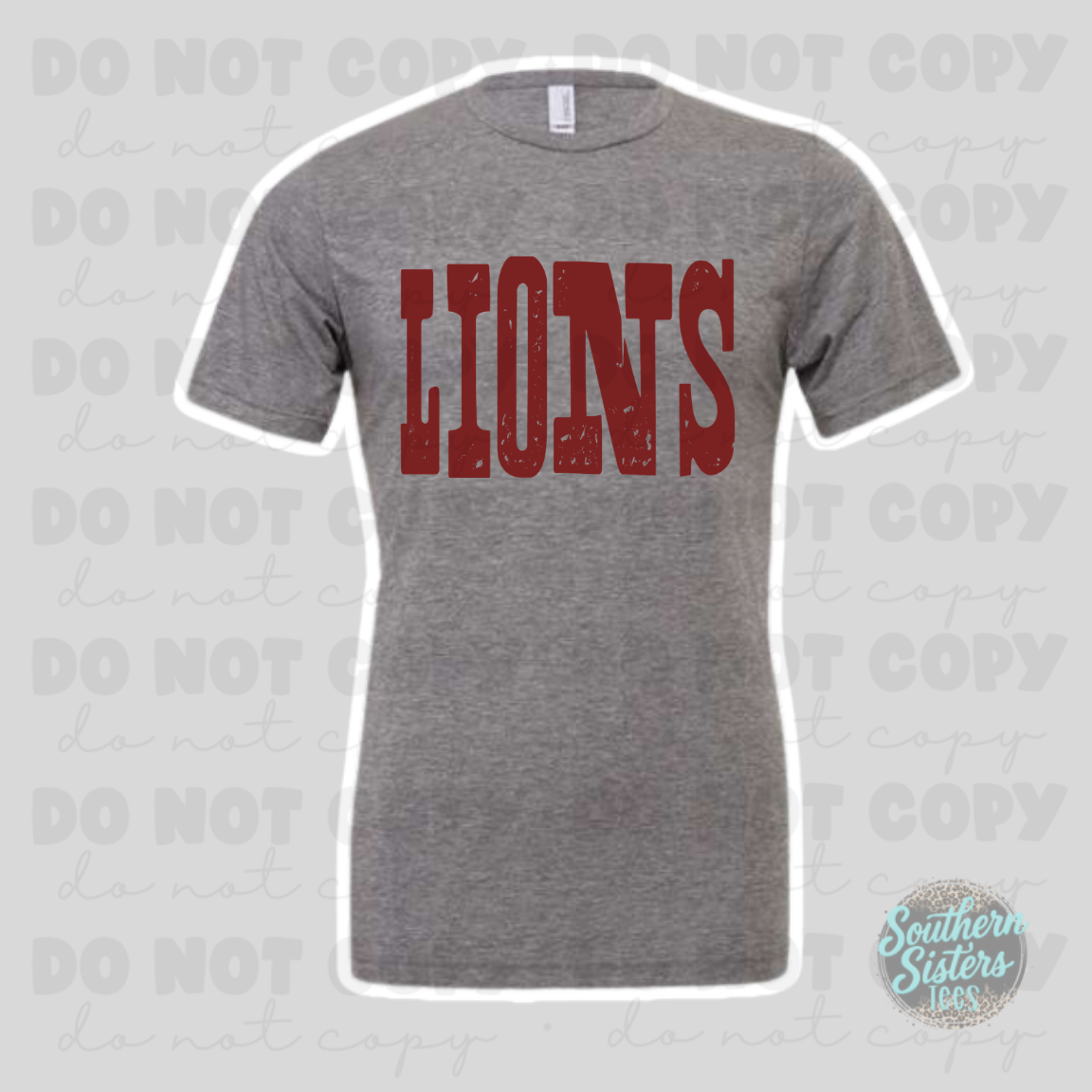 Level Cross Lions distressed western tee on grey