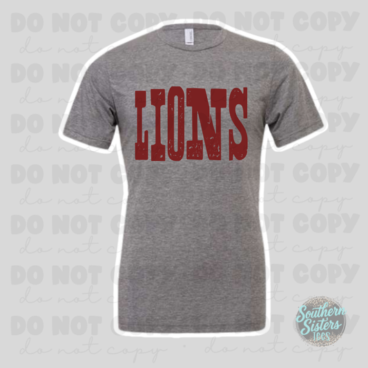 Level Cross Lions distressed western tee on grey