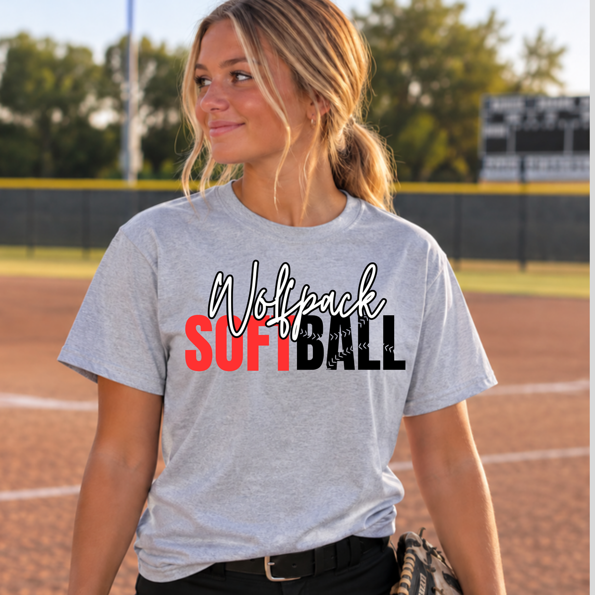 Wolfpack softball spirit tee in sport grey