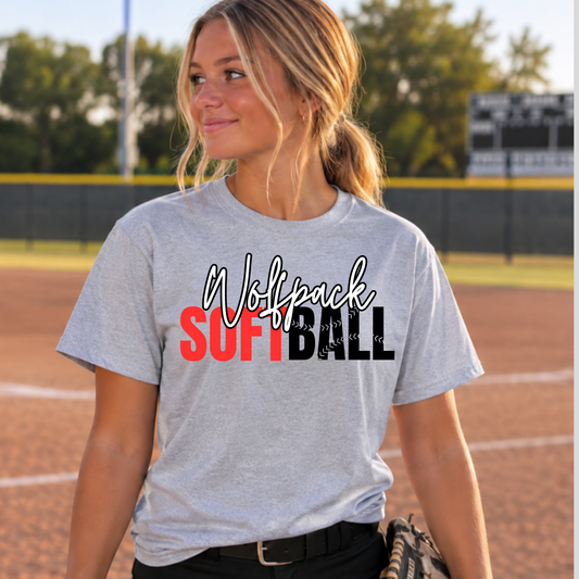 Wolfpack softball spirit tee in sport grey