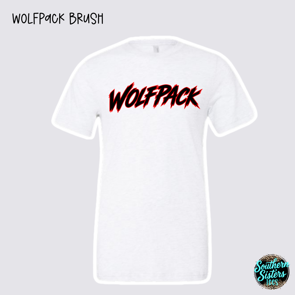 Wolfpack Brush design on white tee
