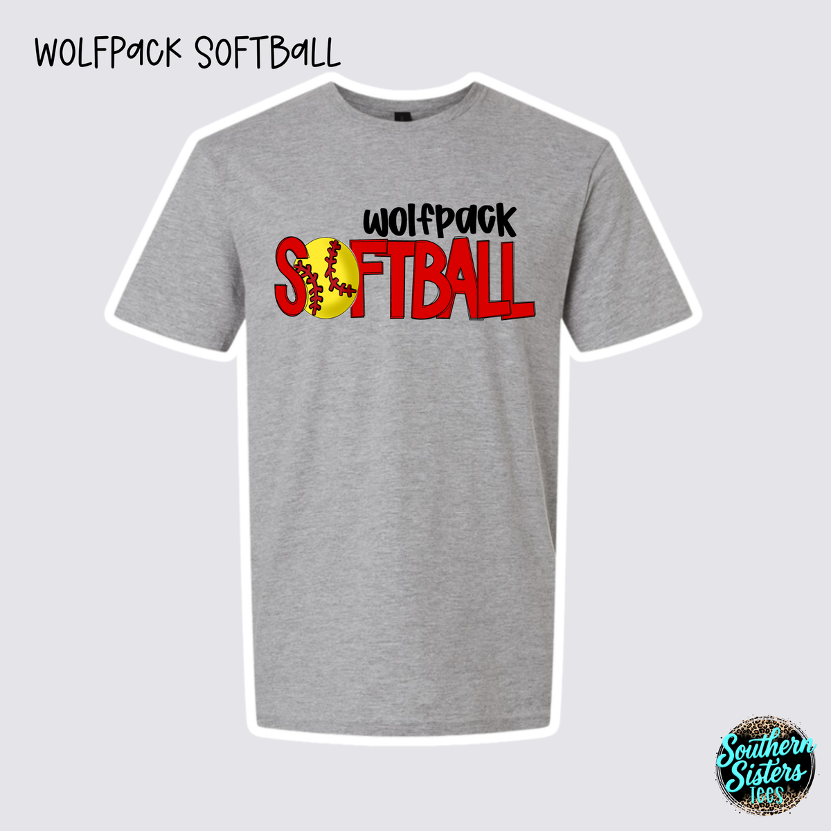 Wolfpack Softball design on sport grey tee