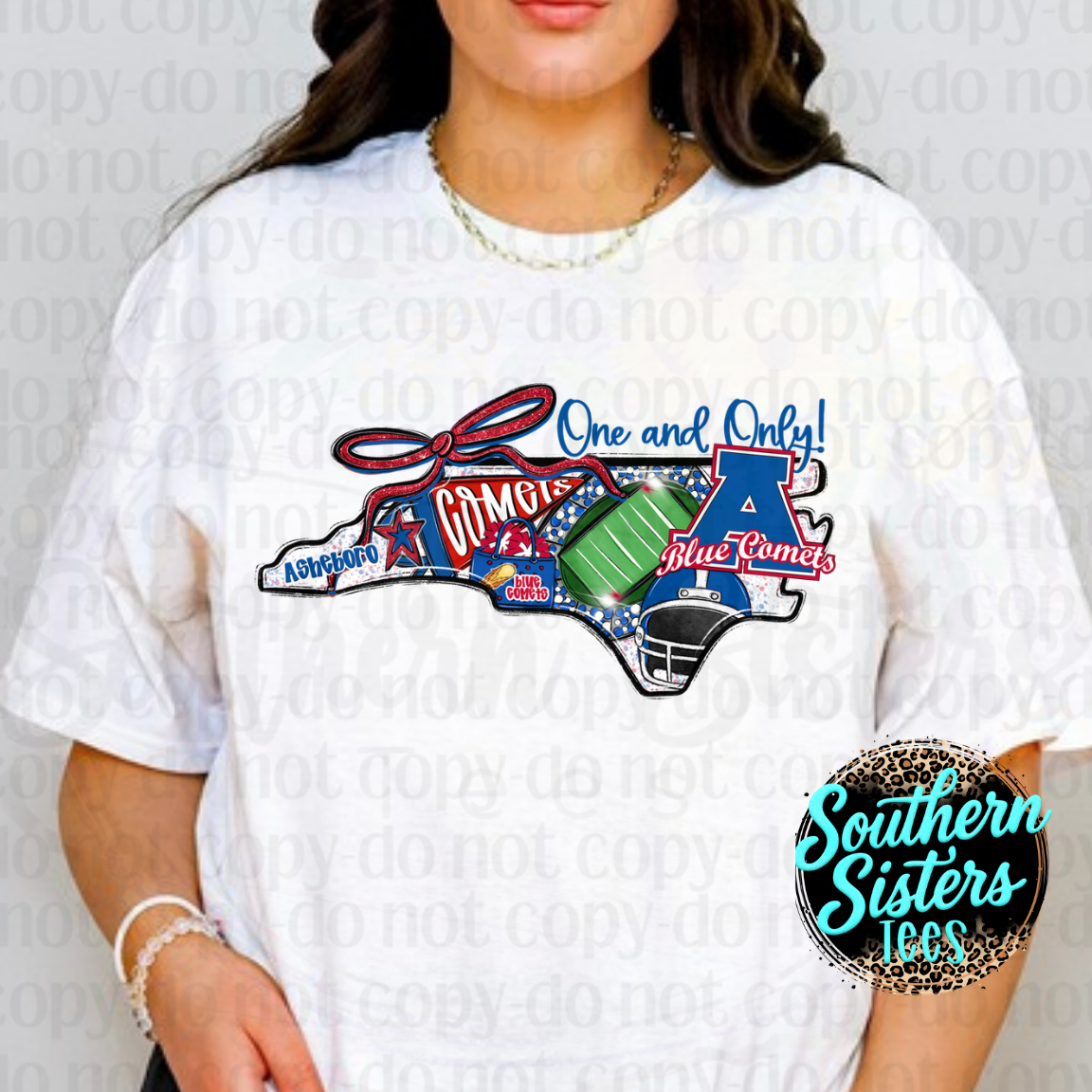 Asheboro Comets football Home-Turf Hype shirt on white tee