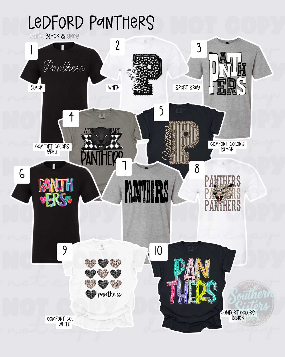 Ledford Panthers Spirit Squad designs 1-10