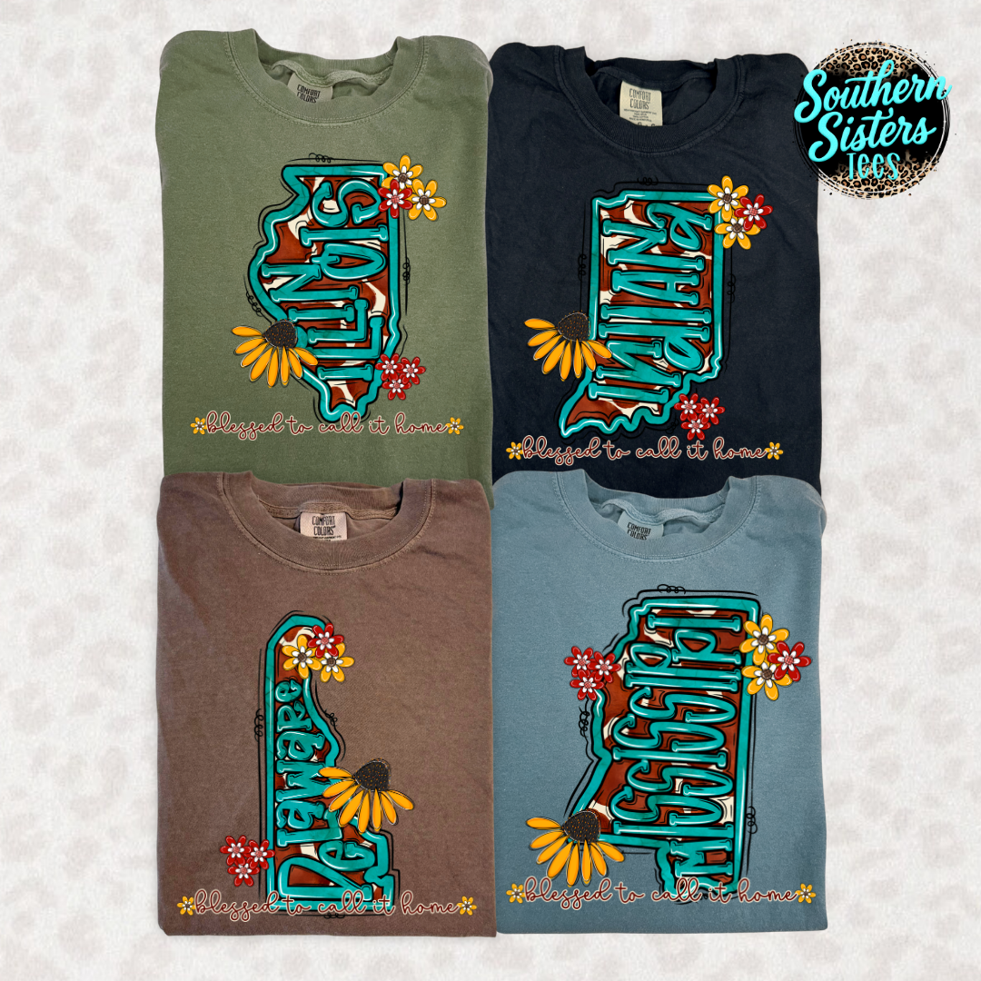 Turquoise & Sunflower State Tee