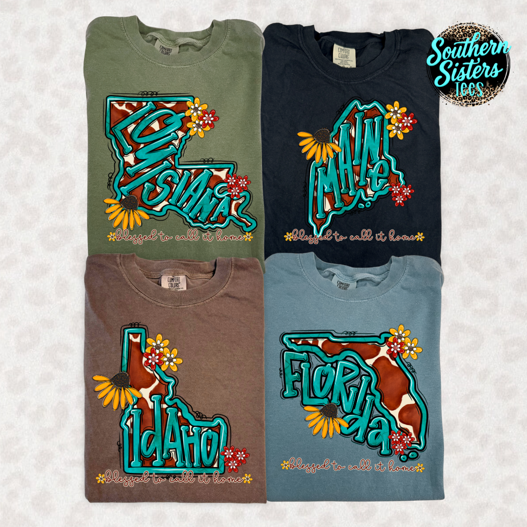 Turquoise & Sunflower State Tee