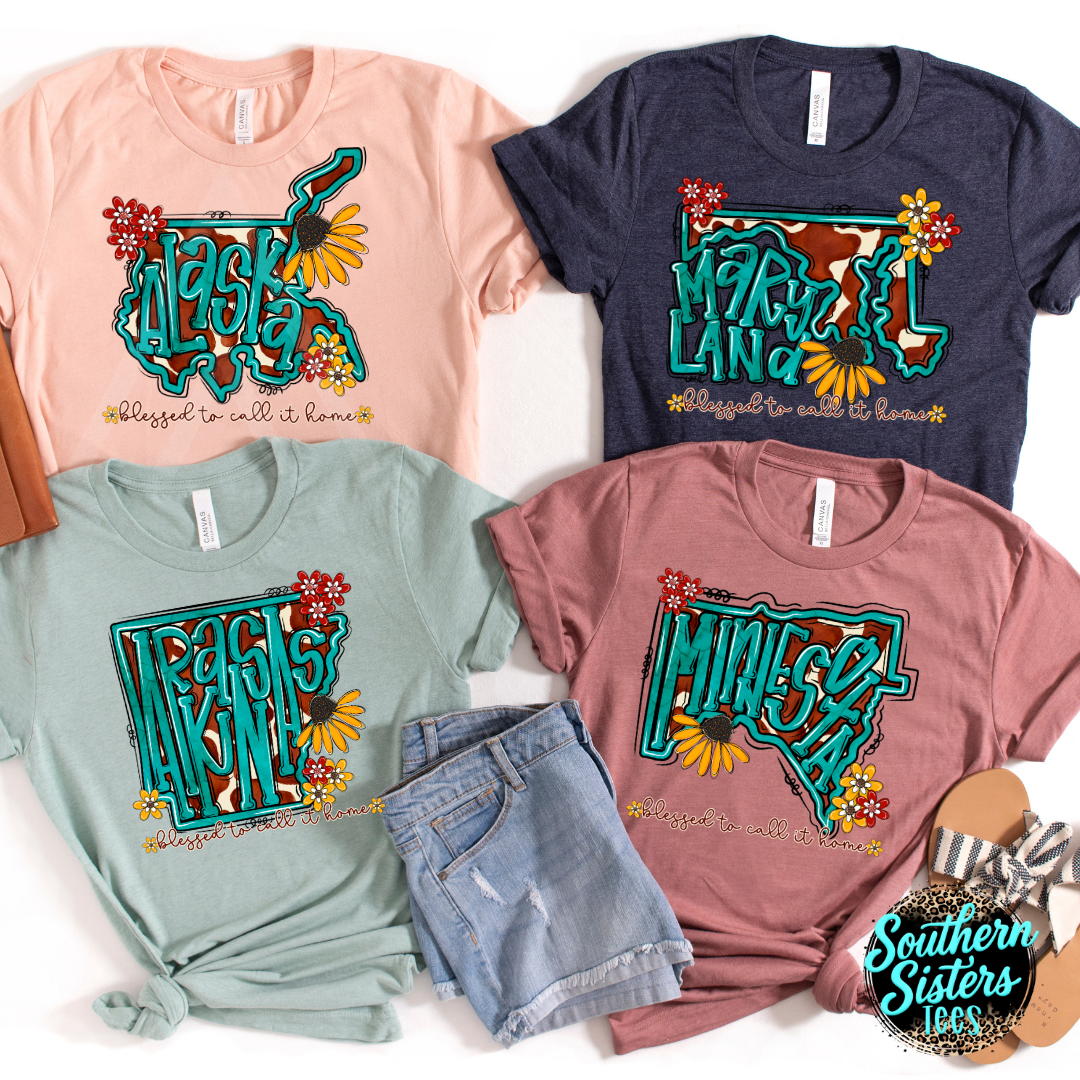 Turquoise & Sunflower State Tee