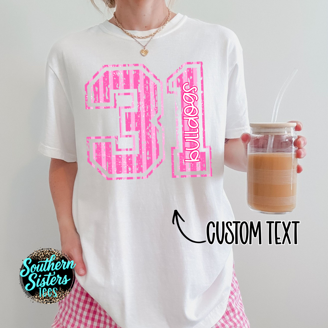 Pink Rally Player Number Custom Tee