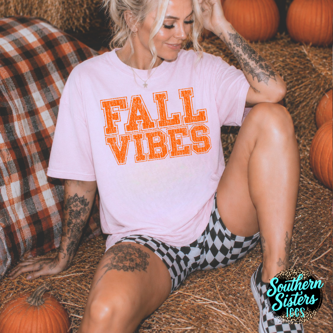 Fall Vibes Stacked Orange Tee