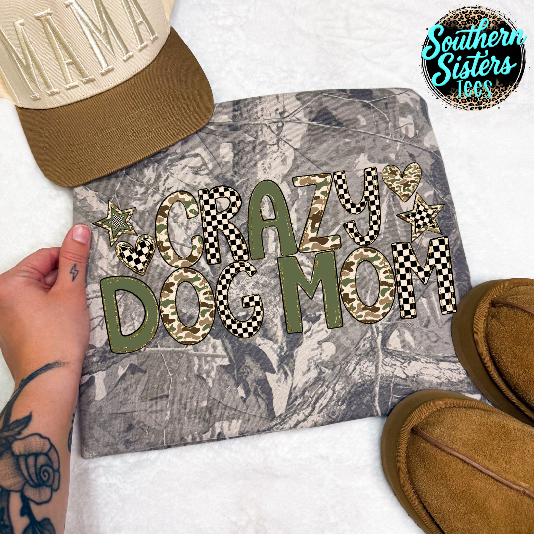 Crazy Dog Mom Camo Tee Shirt