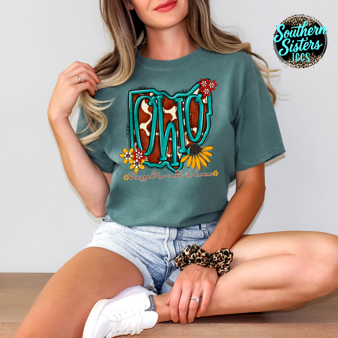 Turquoise & Sunflower State Tee