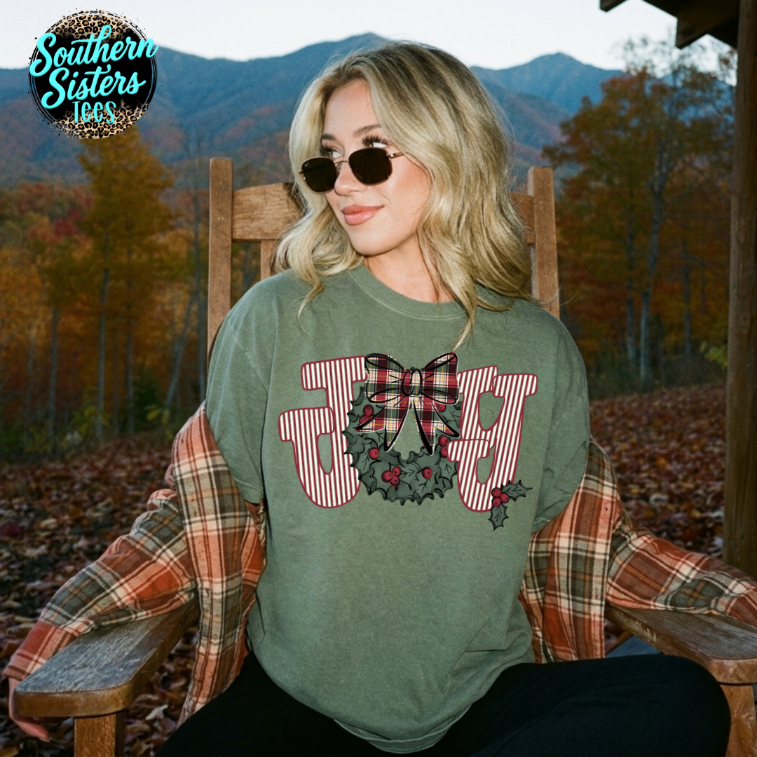 Joy Christmas Wreath Tee Shirt