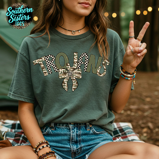 Camo Mascot Bow Tee Shirt