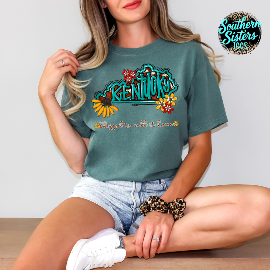 Turquoise & Sunflower State Tee