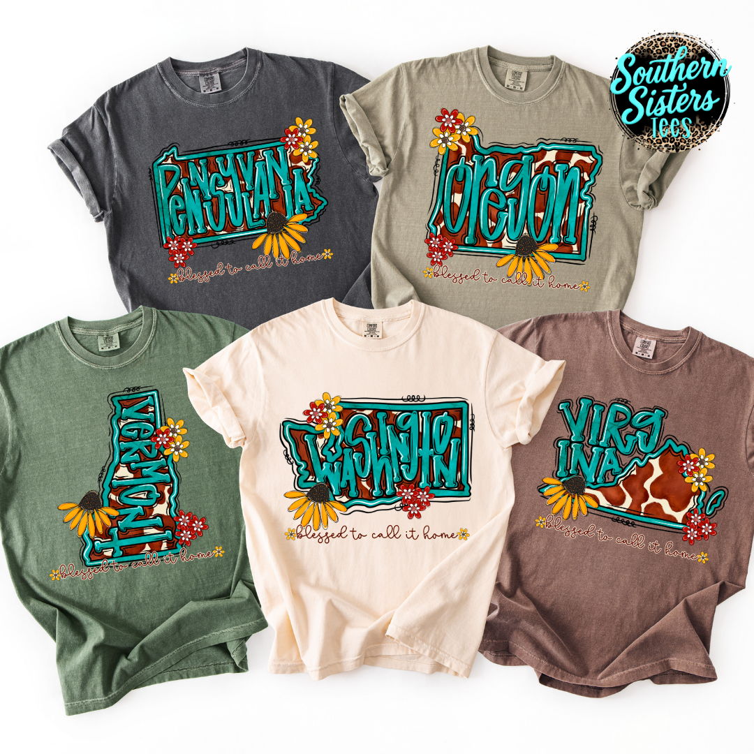 Turquoise & Sunflower State Tee