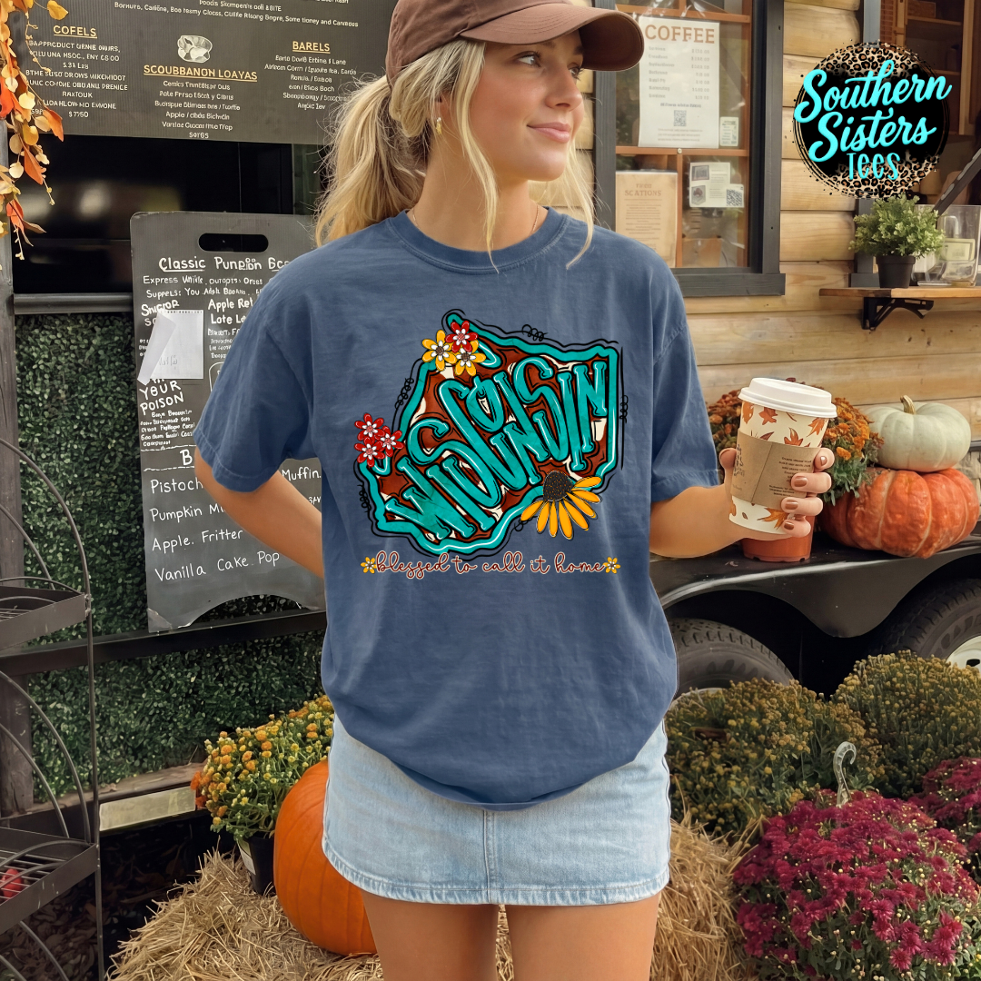 Turquoise & Sunflower State Tee