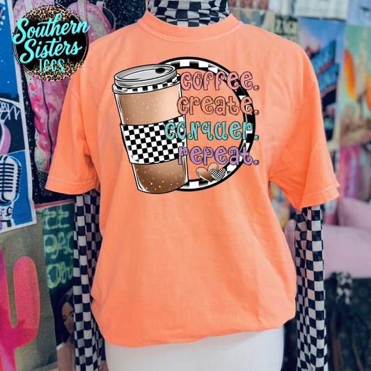 Coffee Create Conquer Tee Shirt