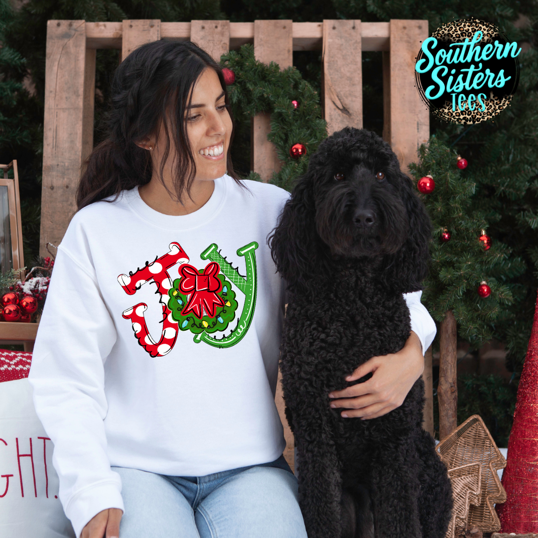 Joy Christmas Wreath Tee Shirt