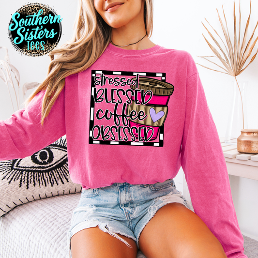 Stressed Blessed Coffee Tee Shirt