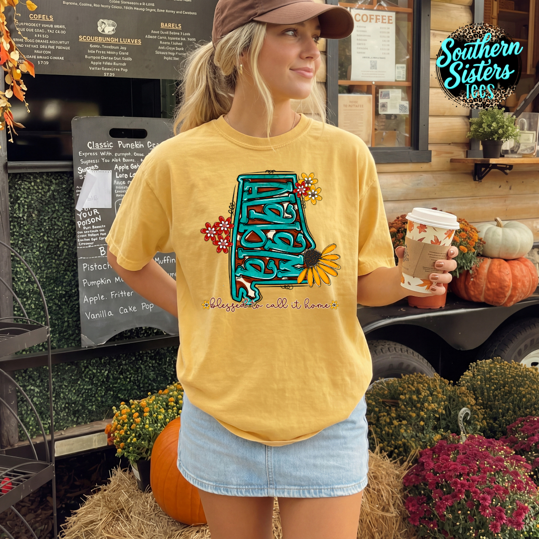 Turquoise & Sunflower State Tee