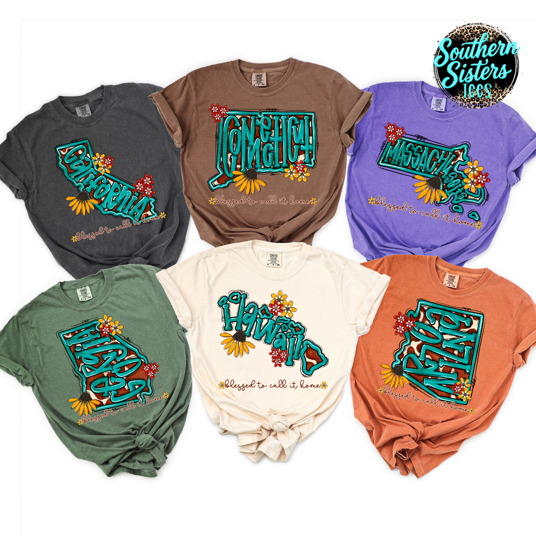 Turquoise & Sunflower State Tee