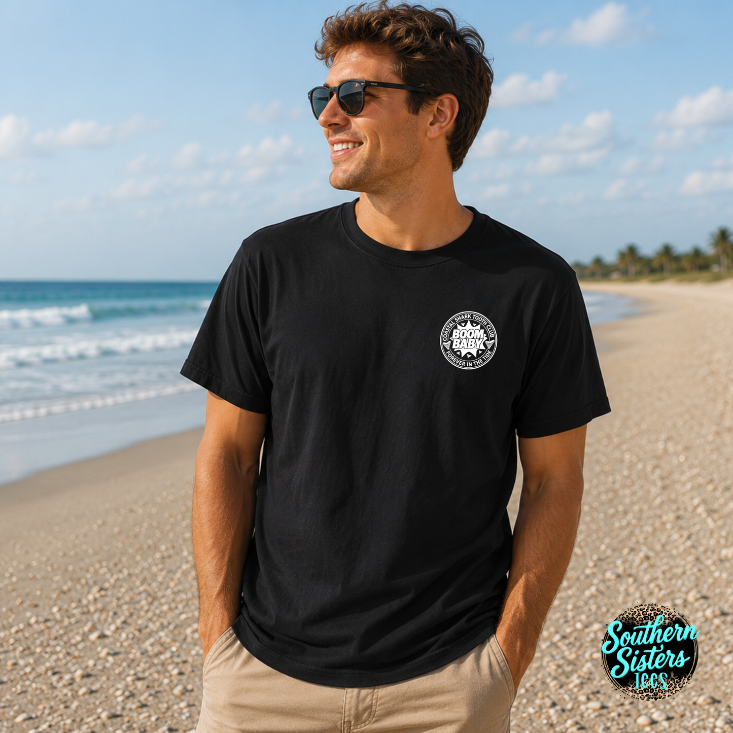 Boom Baby Coastal Shark Tooth Club White Logo