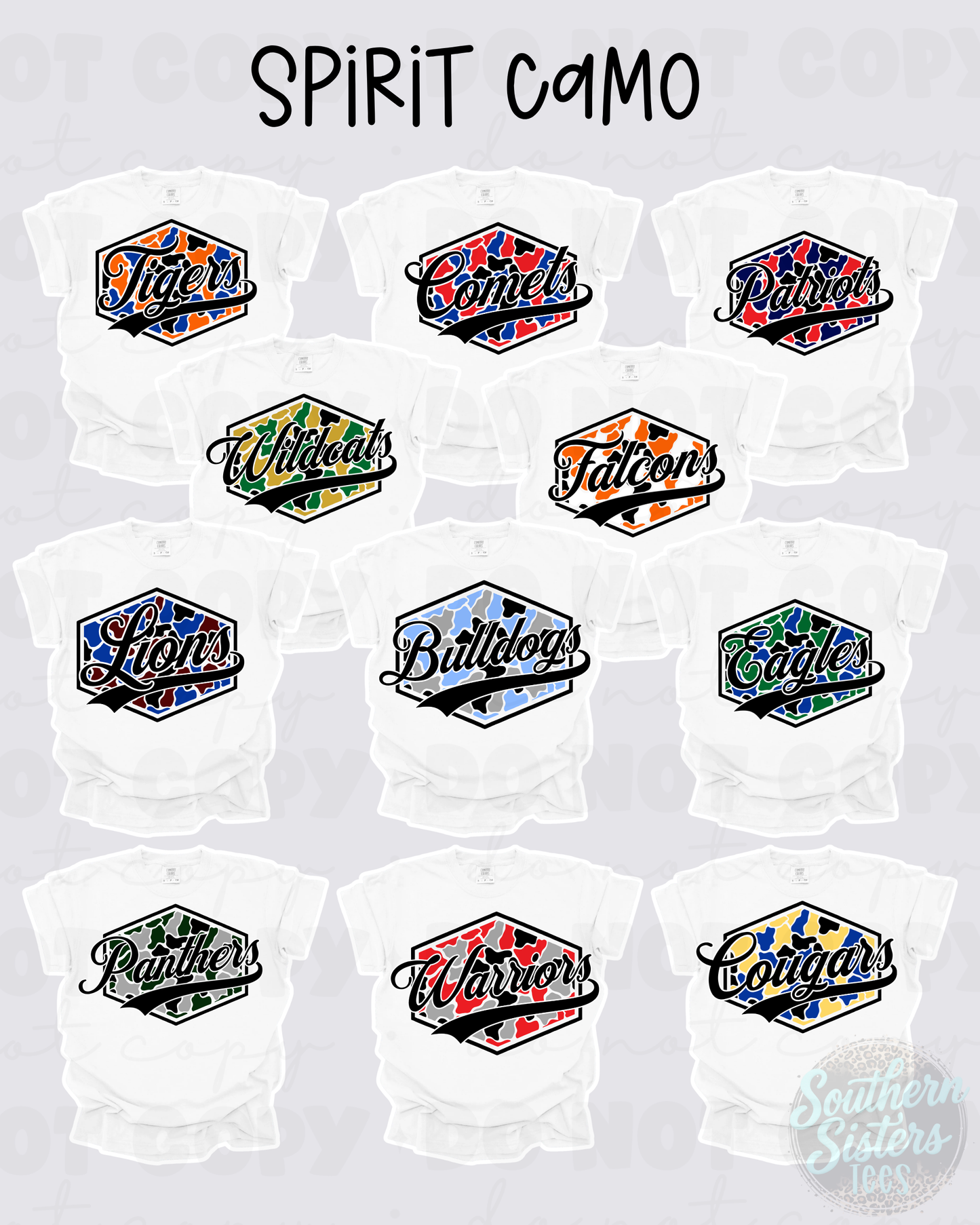 Spirit Camo | Camo Mascot School Colors Tee