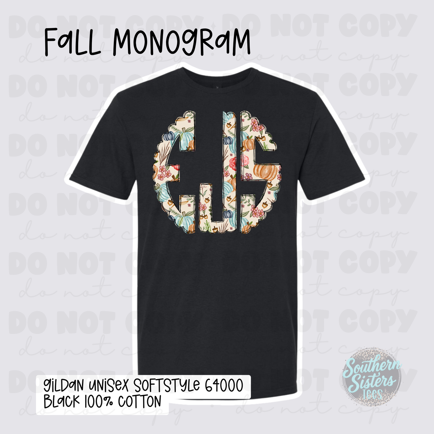 Fall Floral Monogram | Fall Monogram Tee