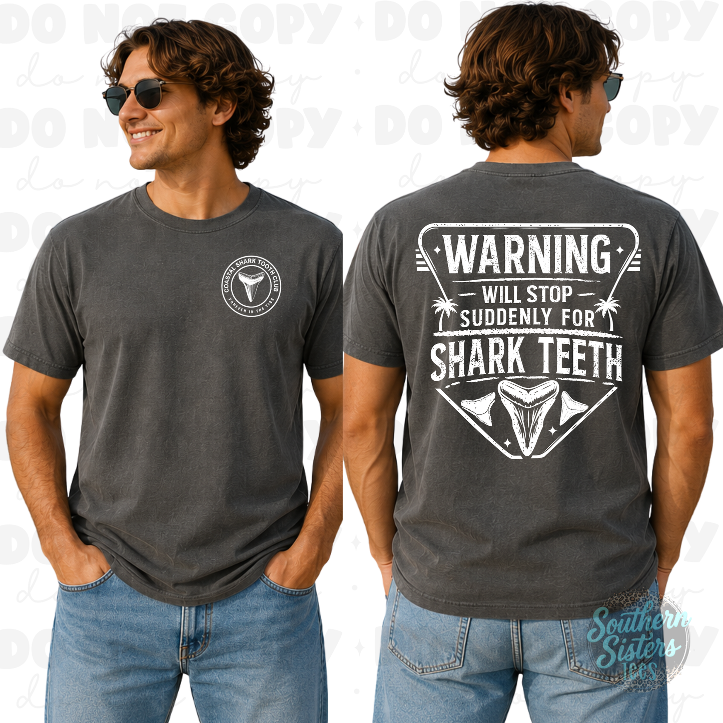 Warning: May Stop Suddenly for Shark Teeth | White Ink