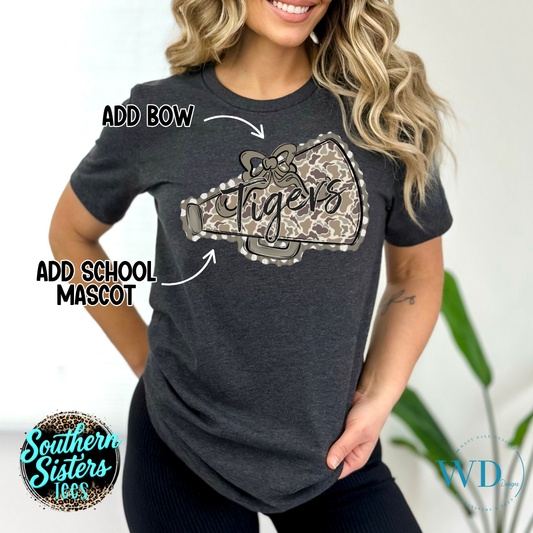 Camo Megaphone Mascot Tee Shirt