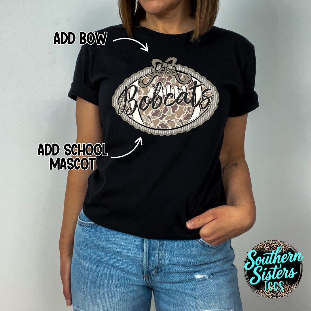 Camo Football Mascot Tee Shirt